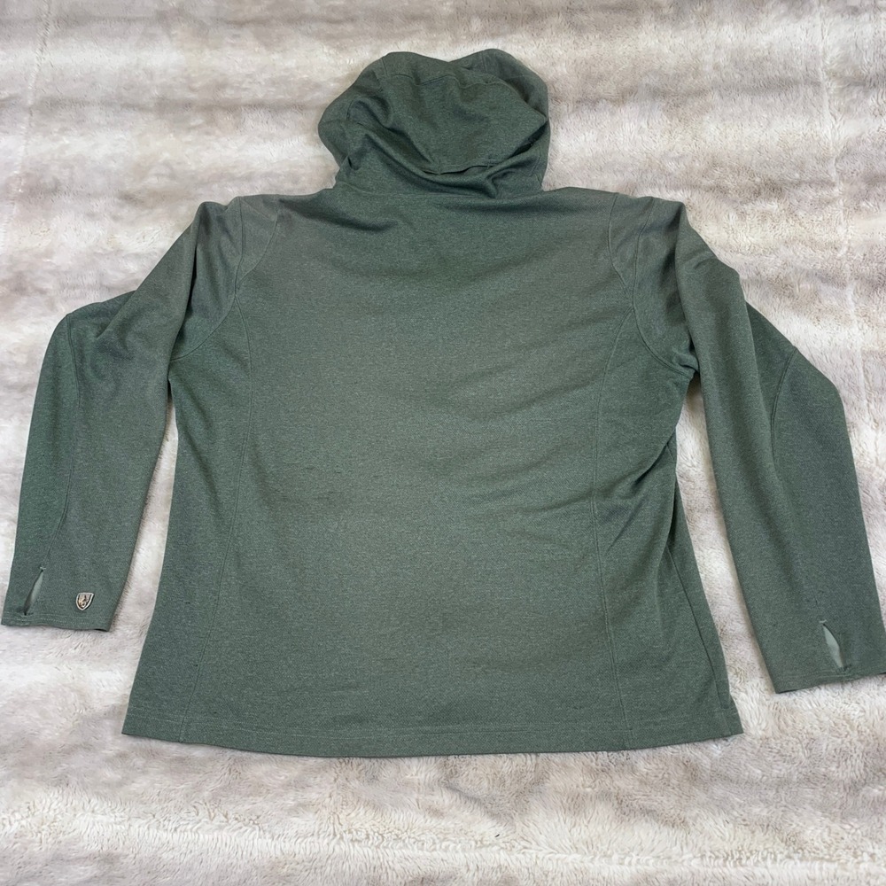 Kuhl Mens Full Zip Hoodie Green Heathered Performance Pullover Thumbholes Large - Picture 8 of 11